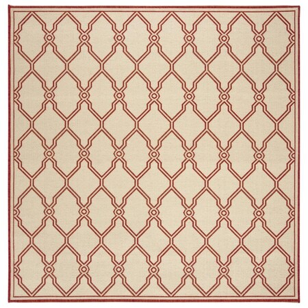 Safavieh 6 ft. 7 in. x 6 ft. 7 in. Linden 100 Contemporary Square Area Rug Red & Creme LND124Q-6SQ